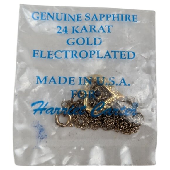 Vintage Harriet Carter Genuine Sapphire Ruby Heart, 24 Karat Gold Electroplated - Picture 3 of 3
